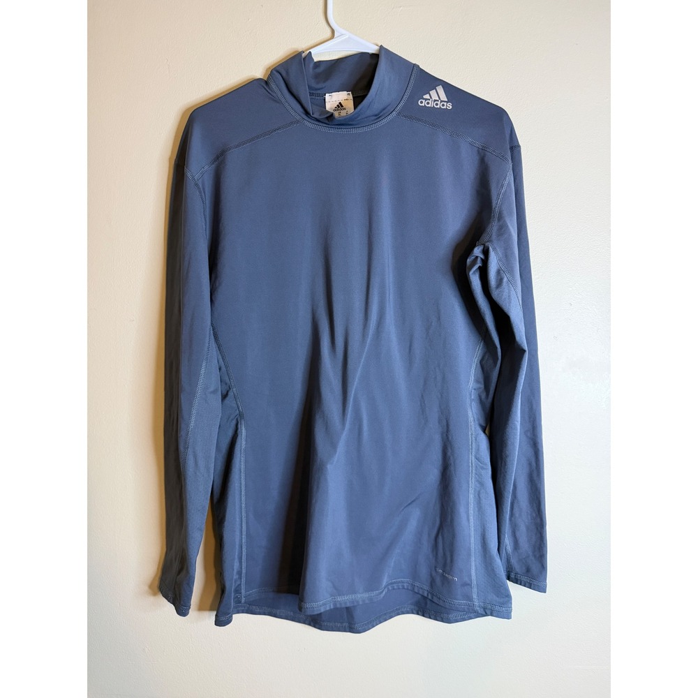 Adidas Techfit Climawarm Mens XL Blue Mock Neck Compression Long Sleeve Athletic